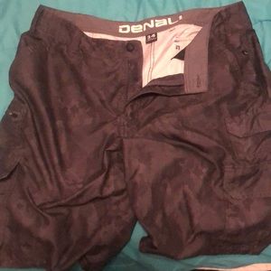 Black Denali 100% polyester cargo look shorts